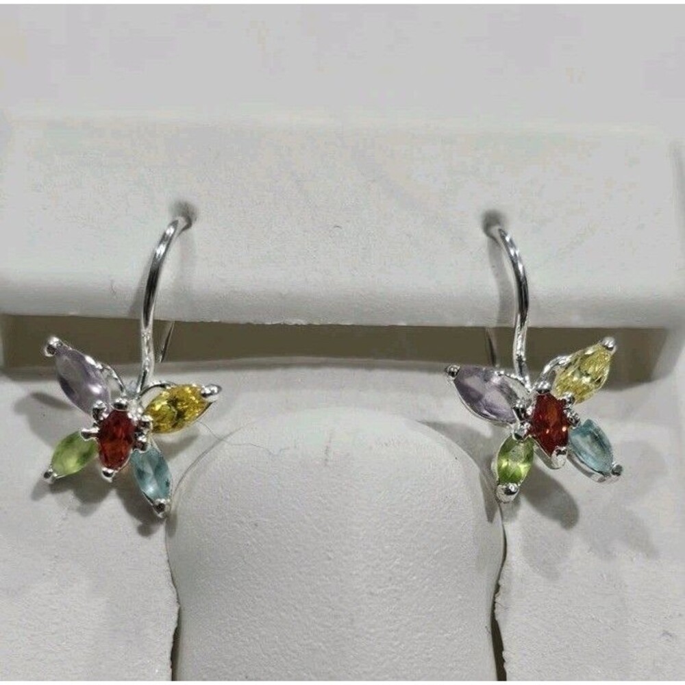 Butterfly Sterling Silver Earrings Multi  Marqui Stone